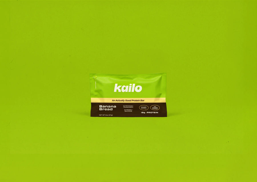A Kailo Banana Bread protein bar pouch